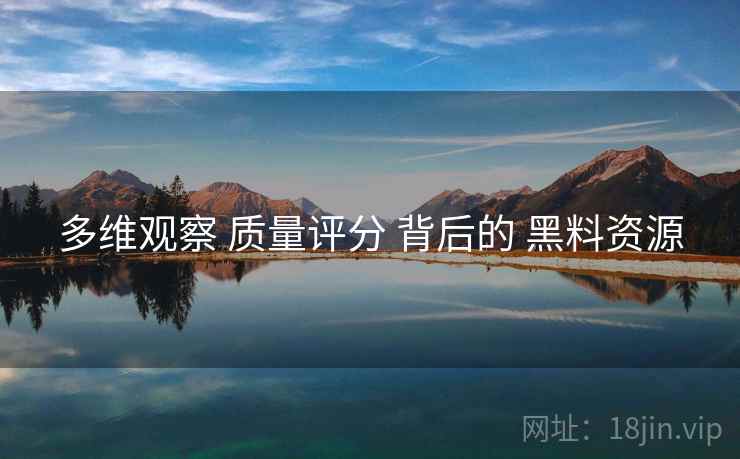 多维观察 质量评分 背后的 黑料资源